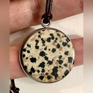 Dalmatian Jasper & Leather Necklace